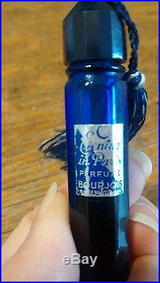 Vintage Evening in Paris Bourjois Perfume 2/3 Full Tassel Cobalt Blue Bottle