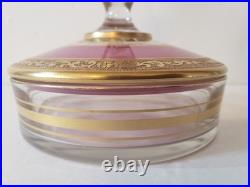 Vintage FOSTORIA Perfume and Powder Box COMBO Embossed Gold with Pink Enamel Vintage FOSTORIA Perfume and Powder Box COMBO Embossed Gold with Pink Enamel