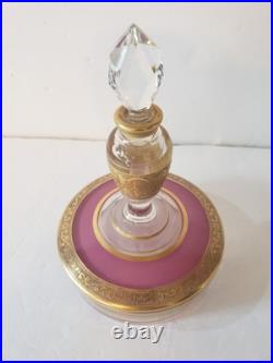 Vintage FOSTORIA Perfume and Powder Box COMBO Embossed Gold with Pink Enamel Vintage FOSTORIA Perfume and Powder Box COMBO Embossed Gold with Pink Enamel
