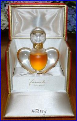 Vintage Farouche Crystal Lalique Perfume Bottle Nina Ricci In Red Satin Box