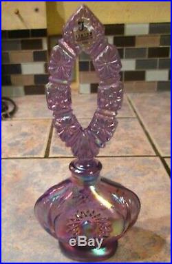 Vintage Fenton Amethyst Satin Glass Perfume Bottle-withLabel-EXC! -L@@K