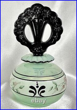 Vintage Fenton Art Glass Perfume Bottle Hand Painted Flowers Finial Signed W Lid
