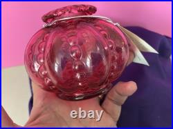 Vintage Fenton Cranberry Melon Perfume Bottle with Stopper Artful Celebration NWT