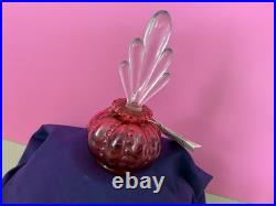 Vintage Fenton Cranberry Melon Perfume Bottle with Stopper Artful Celebration NWT