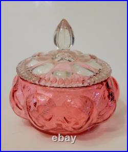 Vintage Fenton Cranberry Optic Glass Vanity Set Powder Jar & 2 Perfume Bottles Vintage Fenton Cranberry Optic Glass Vanity Set Powder Jar & 2 Perfume Bottles