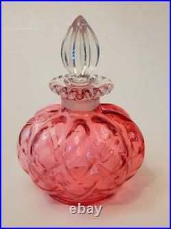 Vintage Fenton Cranberry Optic Glass Vanity Set Powder Jar & 2 Perfume Bottles Vintage Fenton Cranberry Optic Glass Vanity Set Powder Jar & 2 Perfume Bottles
