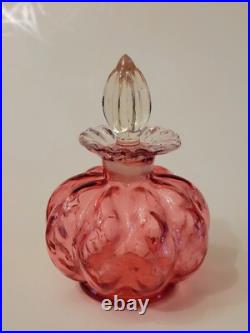 Vintage Fenton Cranberry Optic Glass Vanity Set Powder Jar & 2 Perfume Bottles Vintage Fenton Cranberry Optic Glass Vanity Set Powder Jar & 2 Perfume Bottles