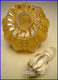Vintage Fenton Goldenrod Beaded Melon Perfume Cologne Vanity Bottle made 1956