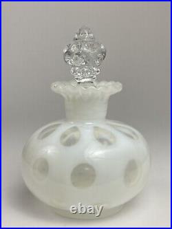 Vintage Fenton Opalescent Coin Dot Perfume bottle king crown stopper EXCELLENT