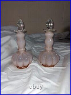 Vintage Fenton Pink Melon Glass Perfume Bottles