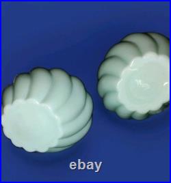 Vintage Fenton Swirl Milk Glass Bottle Perfume Vanity Set of 2 with Bonus Jar