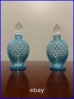Vintage Fenton Wisteria Opalescent Hobnail Perfume Bottles Pair