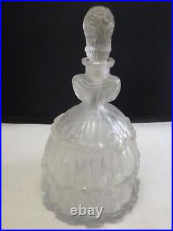 Vintage Figural Victorian Lady Perfume Bottle Frosted Czech Glass