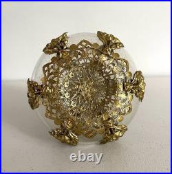 Vintage Filigree Ormolu Vanity Set Perfume Bottle Rose Guilloche