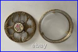 Vintage Filigree Ormolu Vanity Set Perfume Bottle Rose Guilloche