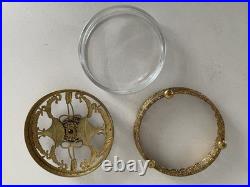Vintage Filigree Ormolu Vanity Set Perfume Bottle Rose Guilloche