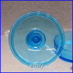 Vintage Fostoria Bottle, Blue Glass Art Deco Dresser Perfume & Powder Box Vintage Fostoria Bottle, Blue Glass Art Deco Dresser Perfume & Powder Box