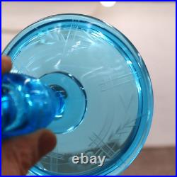 Vintage Fostoria Bottle, Blue Glass Art Deco Dresser Perfume & Powder Box Vintage Fostoria Bottle, Blue Glass Art Deco Dresser Perfume & Powder Box