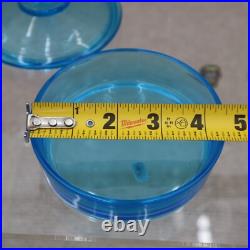 Vintage Fostoria Bottle, Blue Glass Art Deco Dresser Perfume & Powder Box Vintage Fostoria Bottle, Blue Glass Art Deco Dresser Perfume & Powder Box