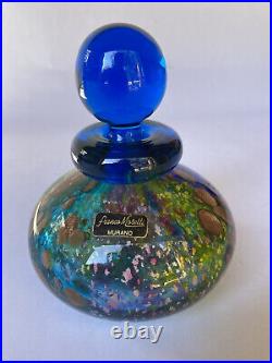 Vintage Franco Moretti Gold Flake Art Glass Perfume Bottle with Original Label