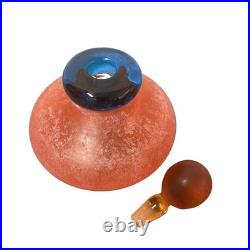 Vintage Franco Moretti Signed Frosted Red Blue Orange Murano Perfume Bottle