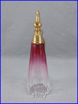 Vintage French Art Deco Rubina Cut Glass Perfume Atomizer Circa 1920s