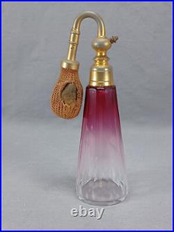 Vintage French Art Deco Rubina Cut Glass Perfume Atomizer Circa 1920s
