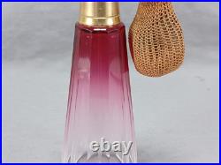 Vintage French Art Deco Rubina Cut Glass Perfume Atomizer Circa 1920s