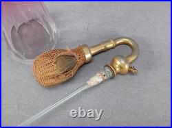 Vintage French Art Deco Rubina Cut Glass Perfume Atomizer Circa 1920s