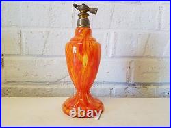 Vintage French Art Glass Atomizer with Multi-Colored Glass & Brass Top