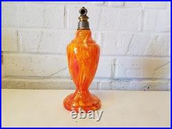Vintage French Art Glass Atomizer with Multi-Colored Glass & Brass Top
