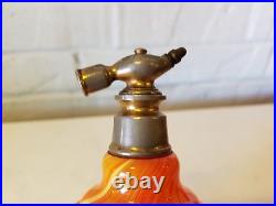 Vintage French Art Glass Atomizer with Multi-Colored Glass & Brass Top