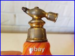 Vintage French Art Glass Atomizer with Multi-Colored Glass & Brass Top