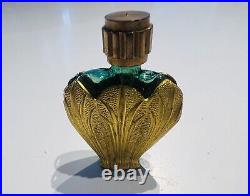 Vintage French Gold Plated Art Nouveau Flower Miniature Perfume Bottle