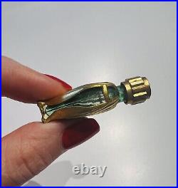 Vintage French Gold Plated Art Nouveau Flower Miniature Perfume Bottle