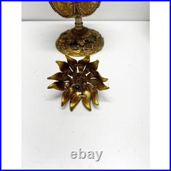 Vintage French Ormolu Filigree Ornate Perfume Bottle with Glass Dauber