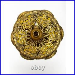 Vintage French Ormolu Filigree Ornate Perfume Bottle with Glass Dauber