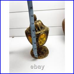 Vintage French Ormolu Filigree Ornate Perfume Bottle with Glass Dauber