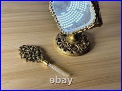 Vintage French Ormolu Glass Pyramid Casket Vanity Perfume Bottle