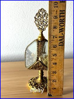 Vintage French Ormolu Glass Pyramid Casket Vanity Perfume Bottle