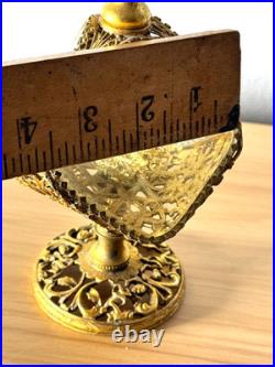 Vintage French Ormolu Glass Pyramid Casket Vanity Perfume Bottle