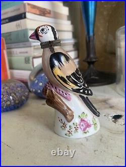 Vintage French Porcelain Hand Painted Signed Bird Figural Scent Perfume Bottle