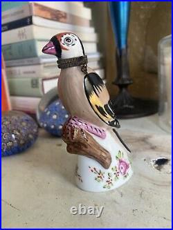 Vintage French Porcelain Hand Painted Signed Bird Figural Scent Perfume Bottle