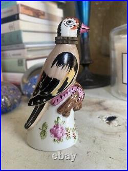 Vintage French Porcelain Hand Painted Signed Bird Figural Scent Perfume Bottle