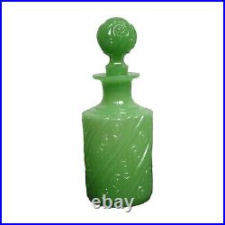 Vintage French Portieux Opaline Suedois Perfume Bottle withStopper Rare Green