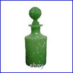 Vintage French Portieux Opaline Suedois Perfume Bottle withStopper Rare Green