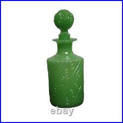 Vintage French Portieux Opaline Suedois Perfume Bottle withStopper Rare Green