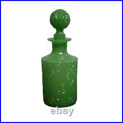 Vintage French Portieux Opaline Suedois Perfume Bottle withStopper Rare Green