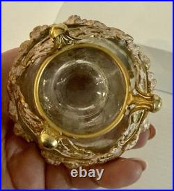 Vintage French Style Ormolu Glass Perfume Bottle Gilt Filigree Roses Vanity