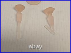 Vintage Frosted Pink Satin Hand Painted Glass Vanity Set Perfume Bottles powder